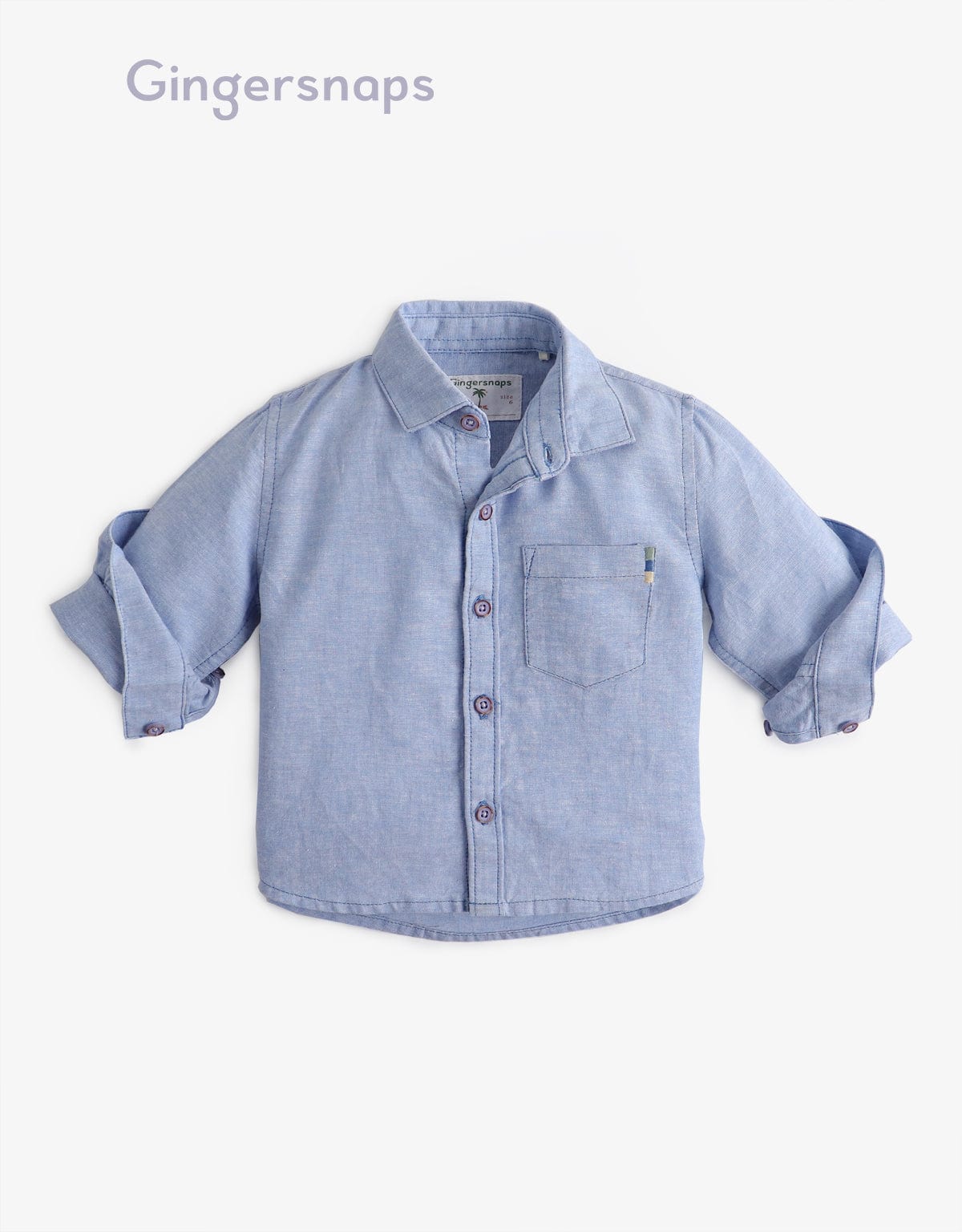 جينجرسنابس قميص مخطط بالطول نص كم رضع أولادي أزرق