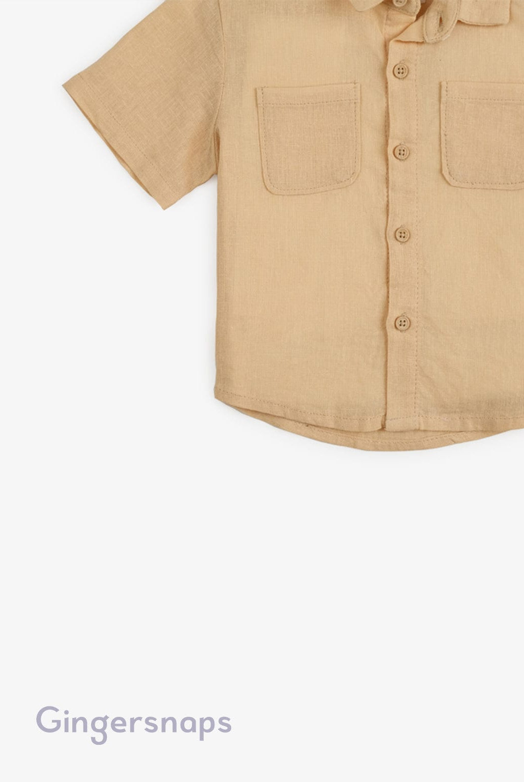 جينجرسنابس قميص سادة بجيوب أمامية نص كم أطفال أصفر