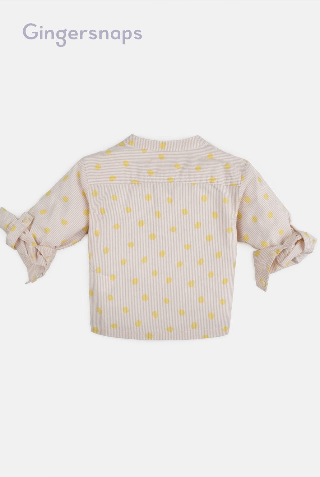 جينجرسنابس قميص منقط بأزرار أمامية مخطط بالطول كم طويل أطفالي أصفر
