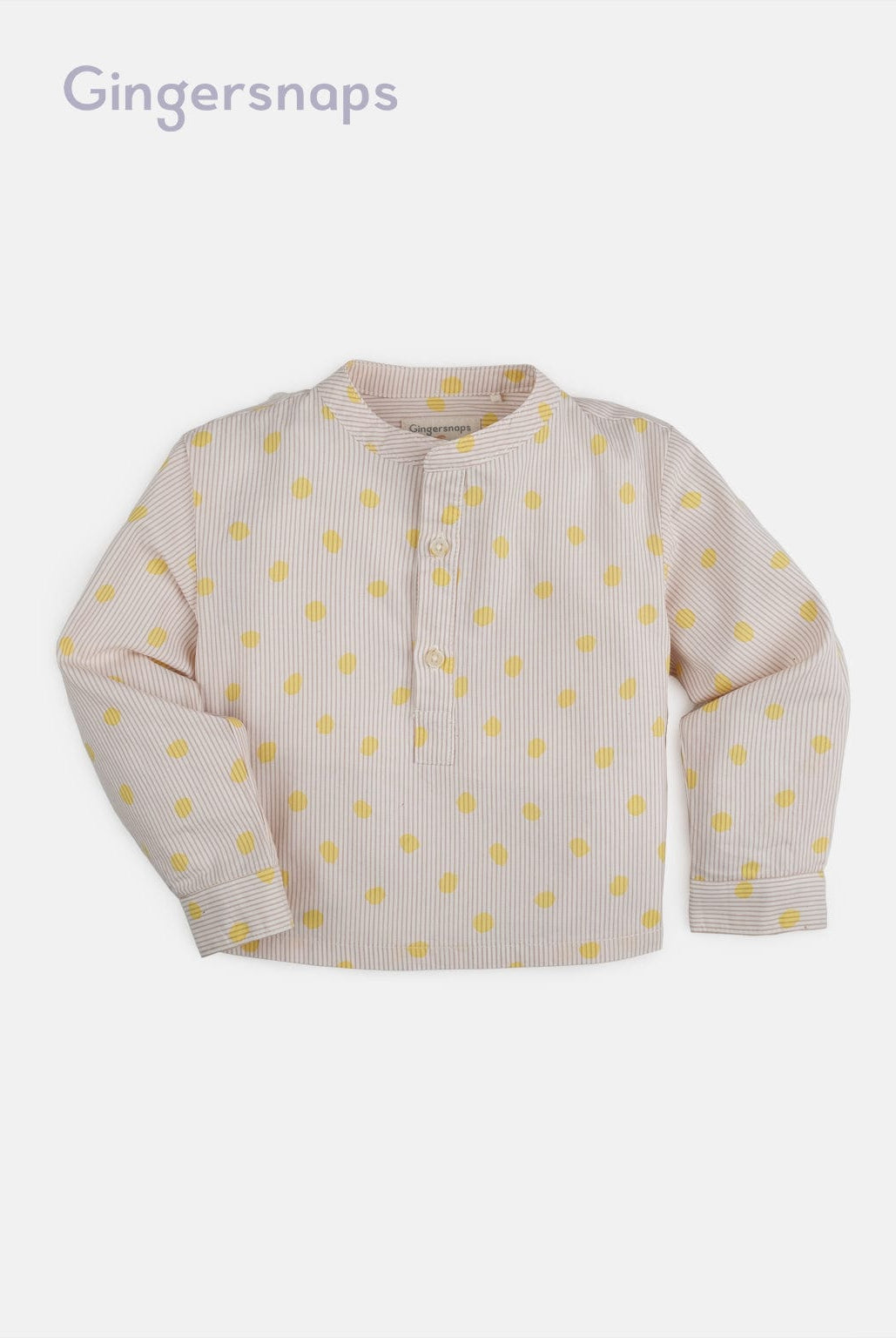 جينجرسنابس قميص منقط بأزرار أمامية مخطط بالطول كم طويل أطفالي أصفر