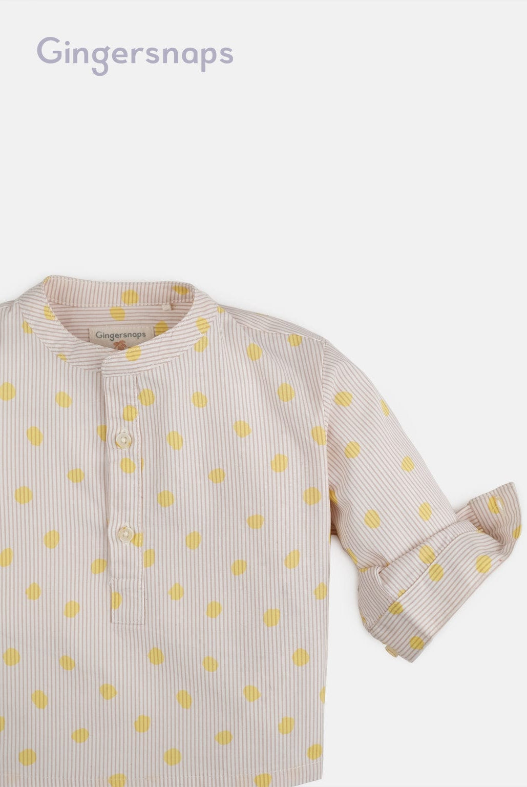 جينجرسنابس قميص منقط بأزرار أمامية مخطط بالطول كم طويل أطفالي أصفر
