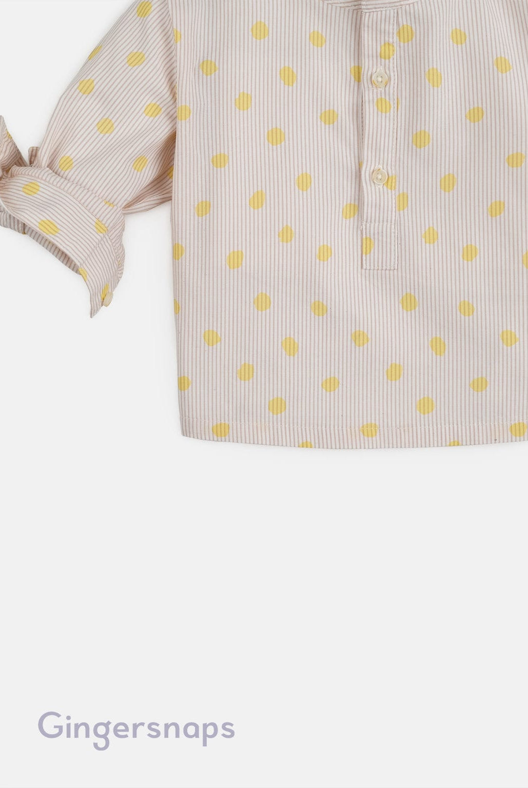 جينجرسنابس قميص منقط بأزرار أمامية مخطط بالطول كم طويل أطفالي أصفر