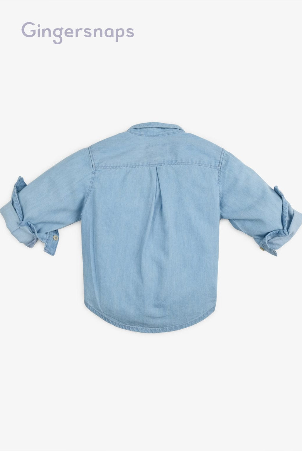 جينجرسنابس قميص جينز أزرار أمامية وجيب أمامي كم طويل أطفالي أزرق