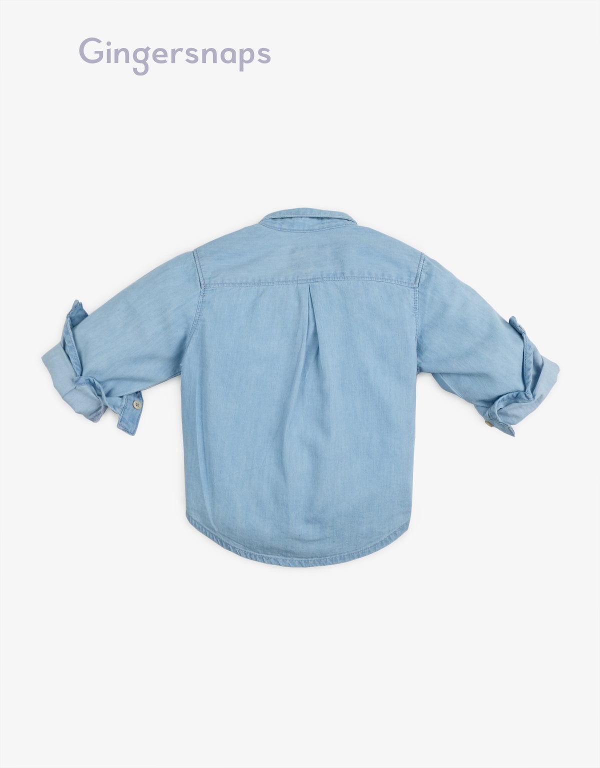جينجرسنابس قميص جينز أزرار أمامية وجيب أمامي كم طويل أطفالي أزرق