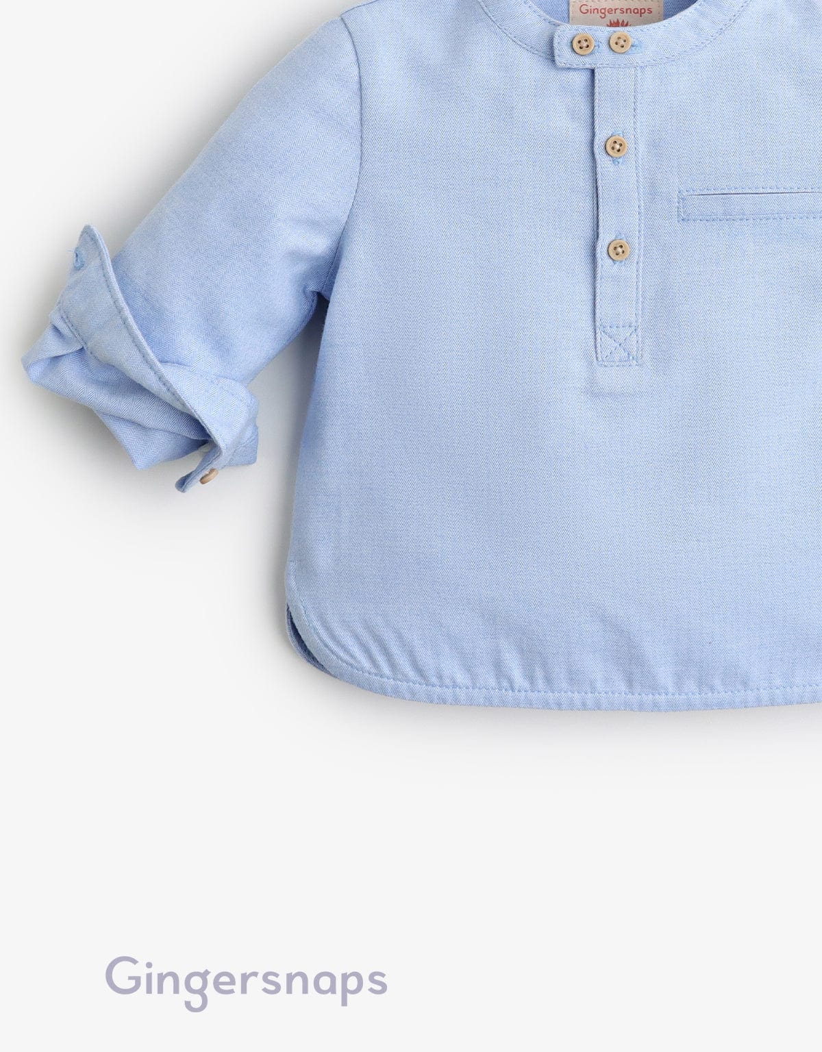 جينجرسنابس قميص سادة كم طويل رضع أولادي أزرق