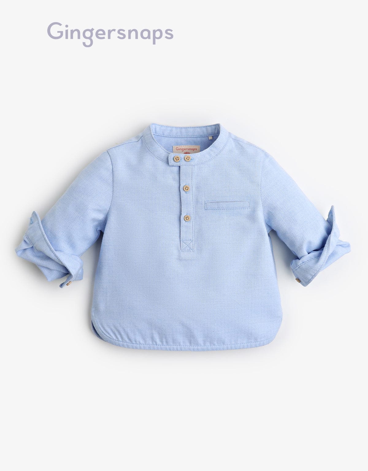 جينجرسنابس قميص سادة كم طويل رضع أولادي أزرق