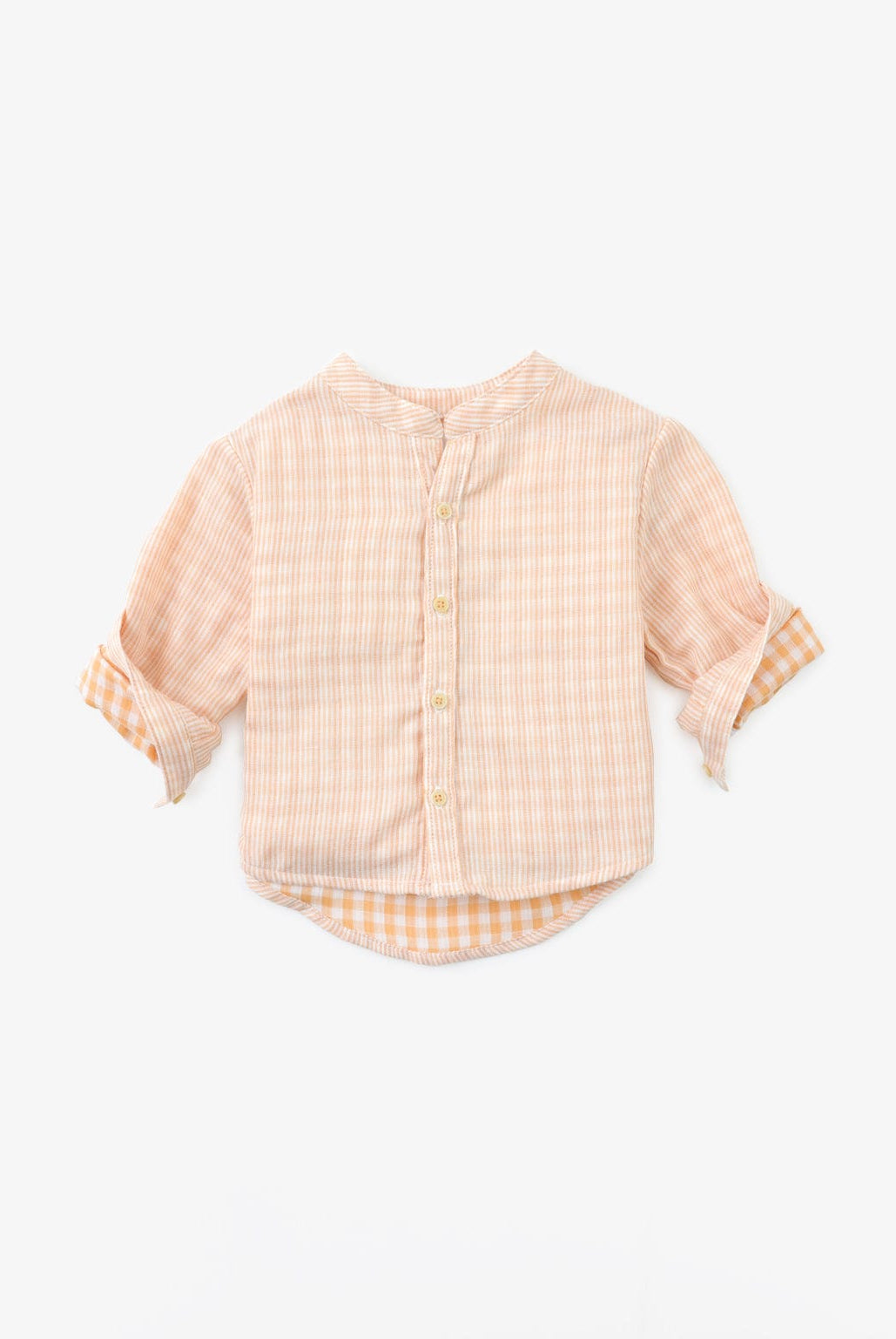 جينجرسنابس قميص مربعات كم طويل بأزرار امامية أولادي برتقالي