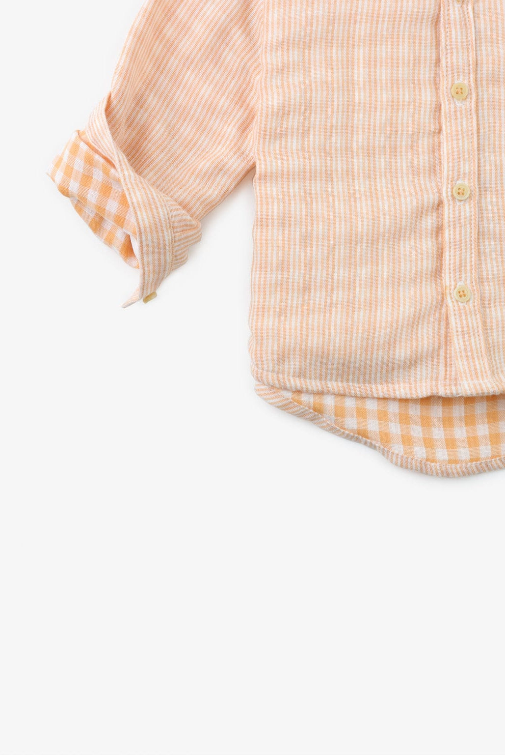 جينجرسنابس قميص مربعات كم طويل بأزرار امامية أولادي برتقالي