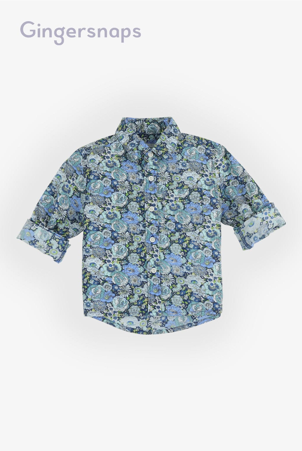 جينجرسنابس قميص اطفال رضع ولادي مشجر بأكمام طويلة أزرق