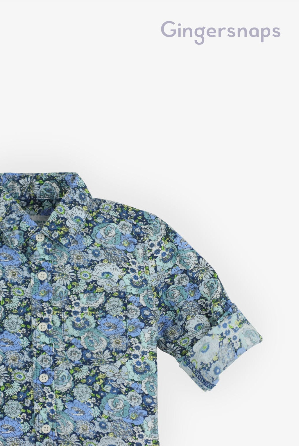 جينجرسنابس قميص اطفال رضع ولادي مشجر بأكمام طويلة أزرق