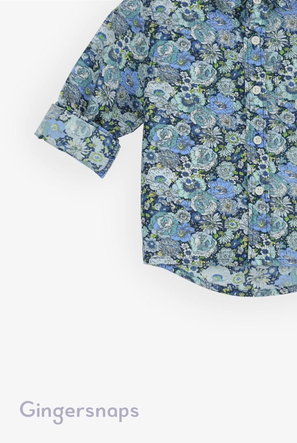 جينجرسنابس قميص اطفال رضع ولادي مشجر بأكمام طويلة أزرق