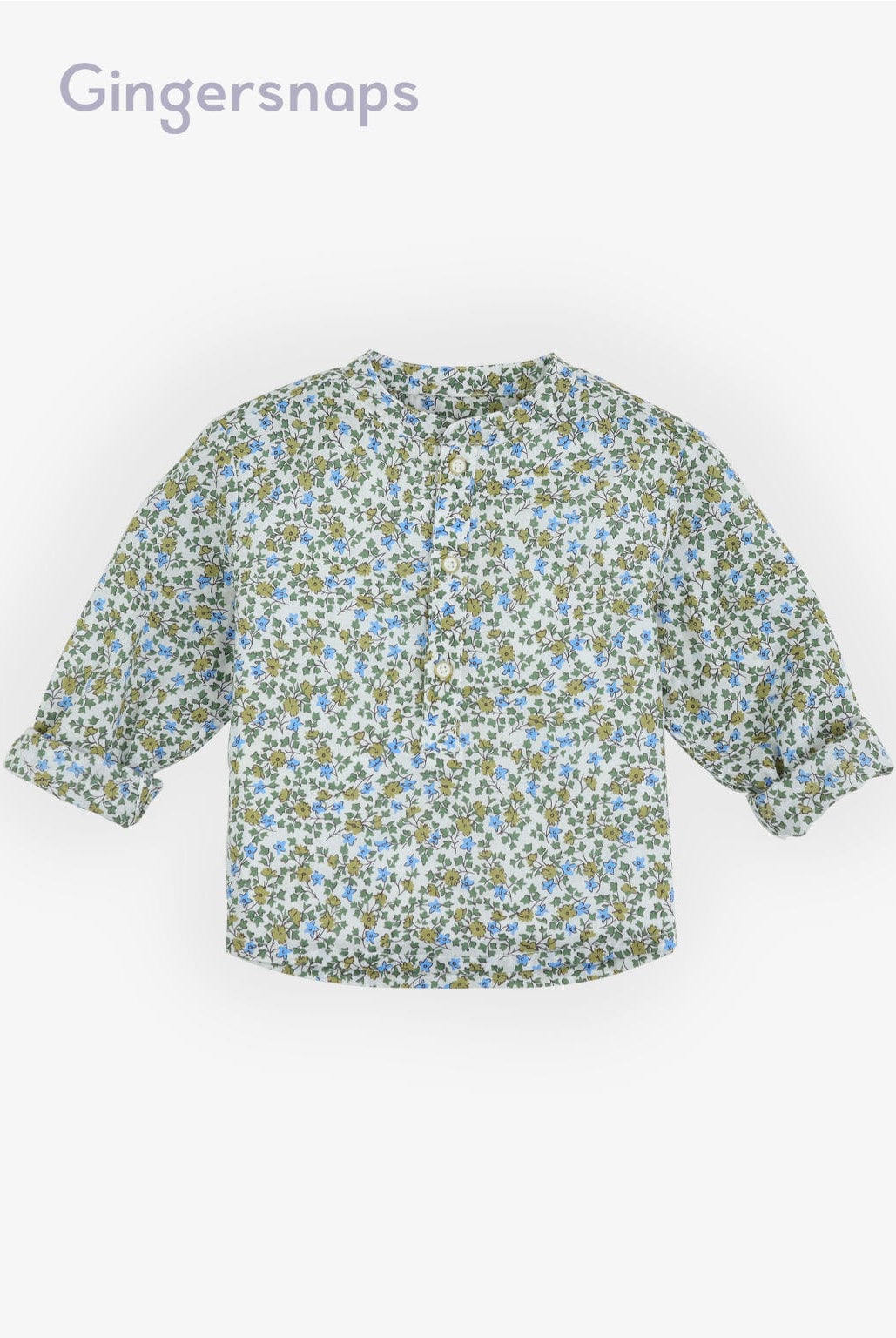 جينجرسنابس قميص اطفال رضع ولادي مزهر نص ياقة أخضر