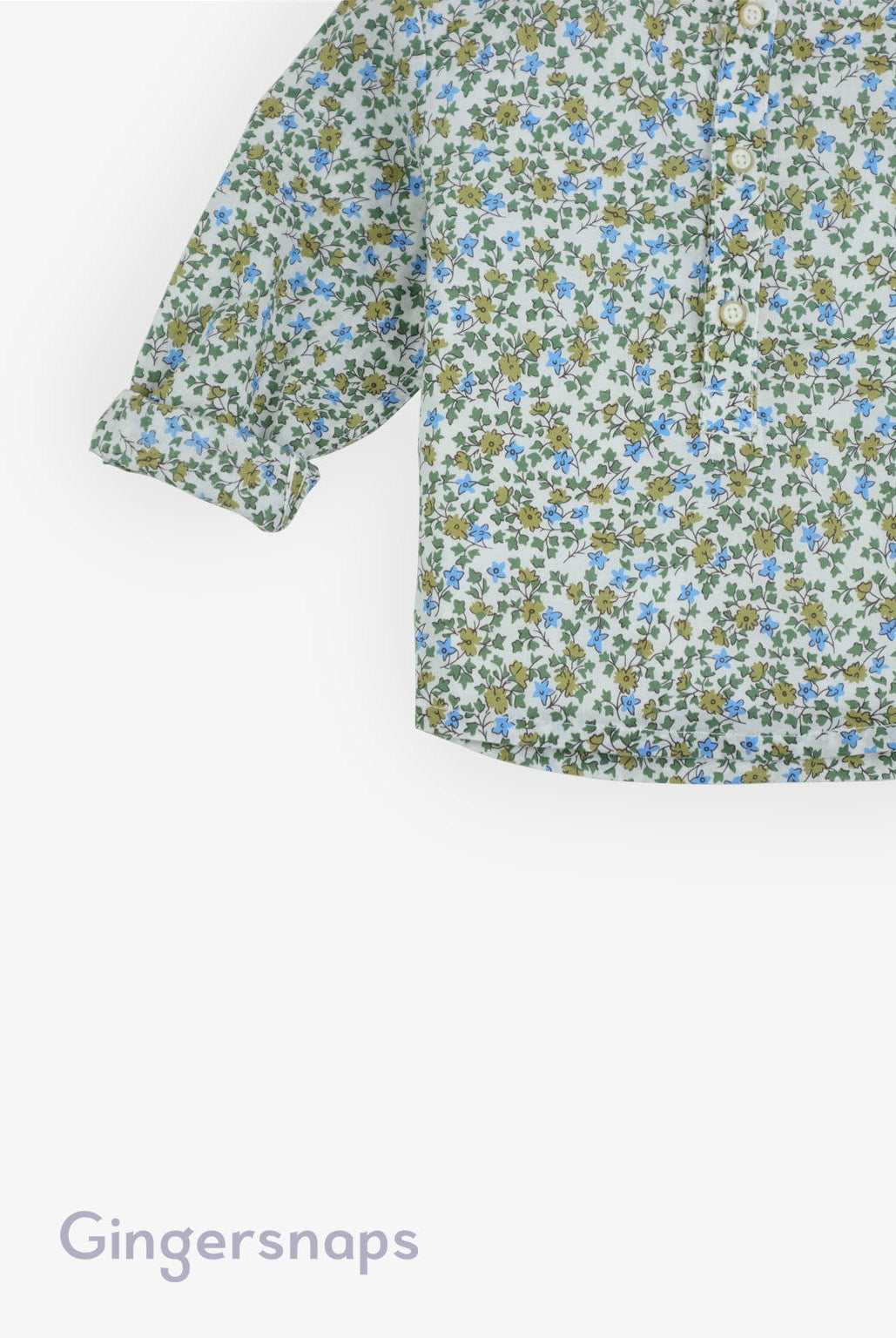 جينجرسنابس قميص اطفال رضع ولادي مزهر نص ياقة أخضر