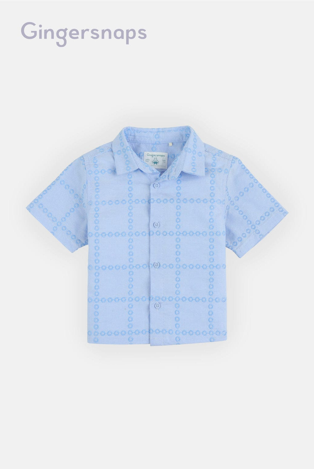 جينجرسنابس قميص اطفال رضع ولادي نص كم مربعات أزرق