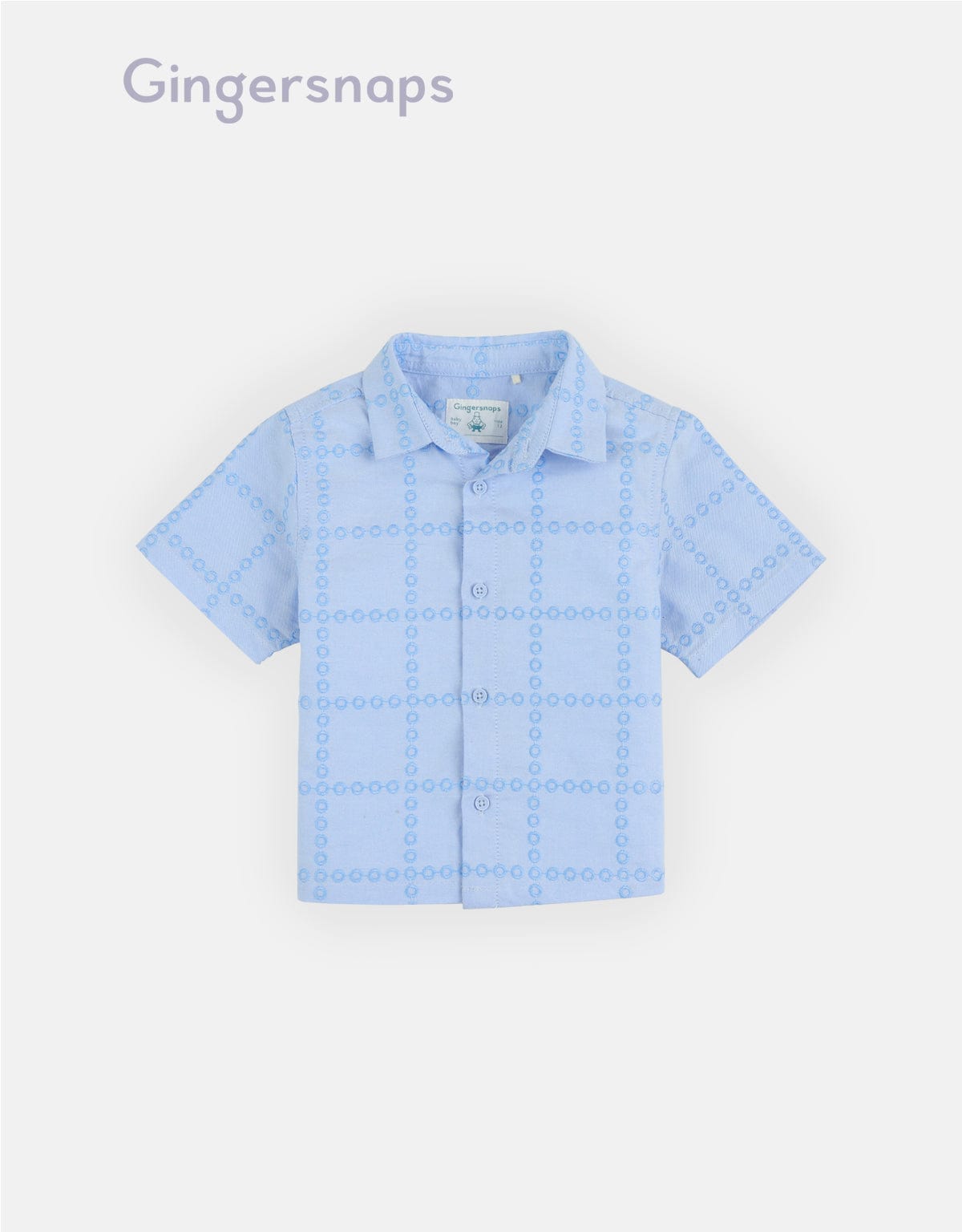 جينجرسنابس قميص اطفال رضع ولادي نص كم مربعات أزرق