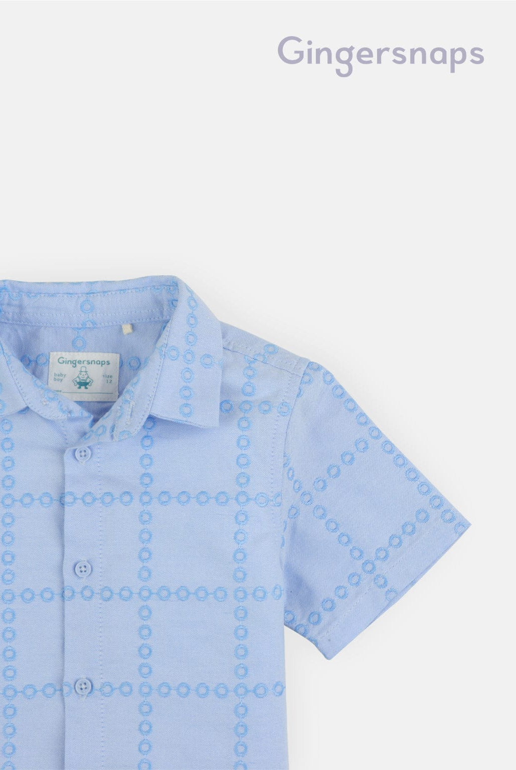 جينجرسنابس قميص اطفال رضع ولادي نص كم مربعات أزرق