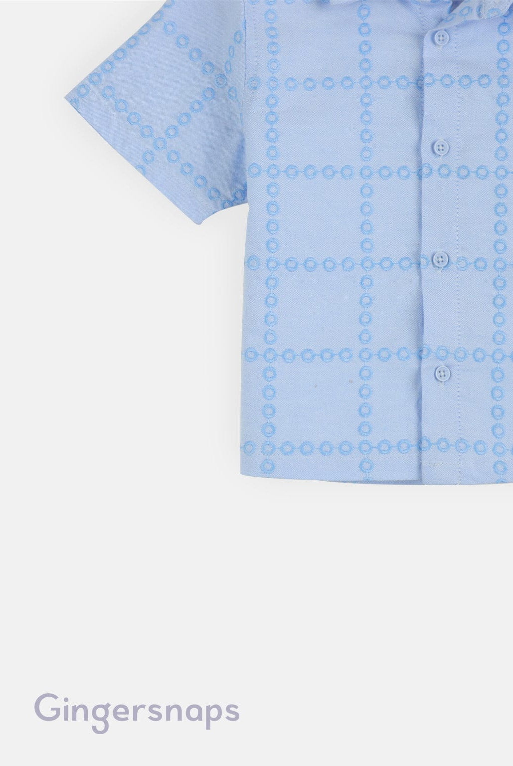 جينجرسنابس قميص اطفال رضع ولادي نص كم مربعات أزرق