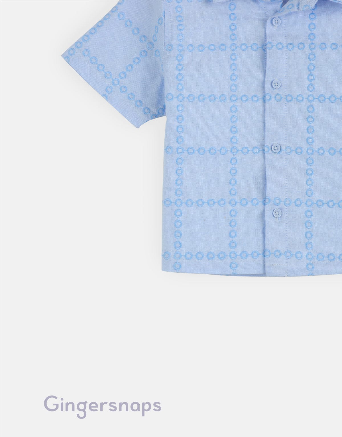 جينجرسنابس قميص اطفال رضع ولادي نص كم مربعات أزرق