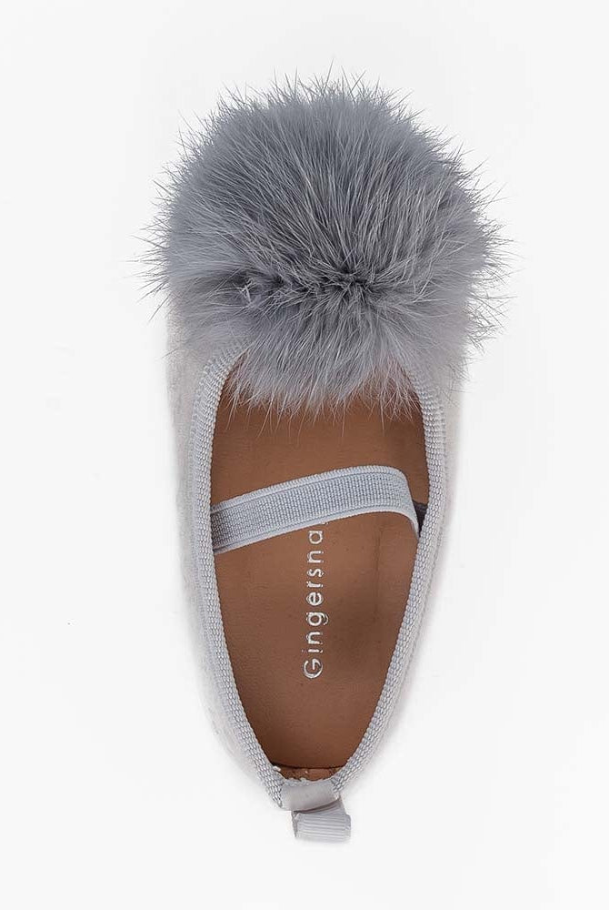 جينجرسنابس حذاء بناتي رضع بكرة فرو رمادي فاتح