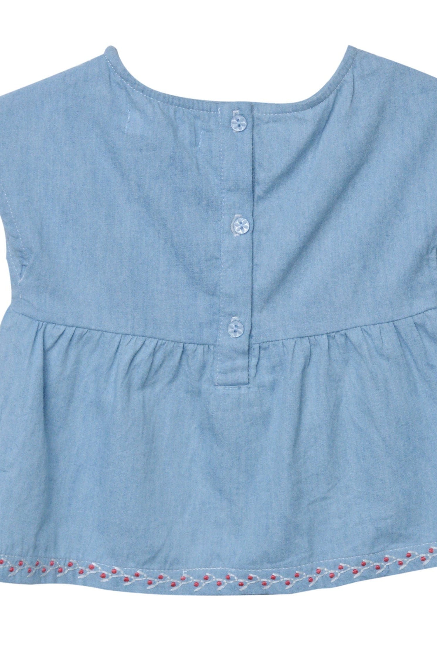 جينجرسنابس بلوزة سادة مطرزة من أسفل وأعلى بناتي رضع أزرق فاتح