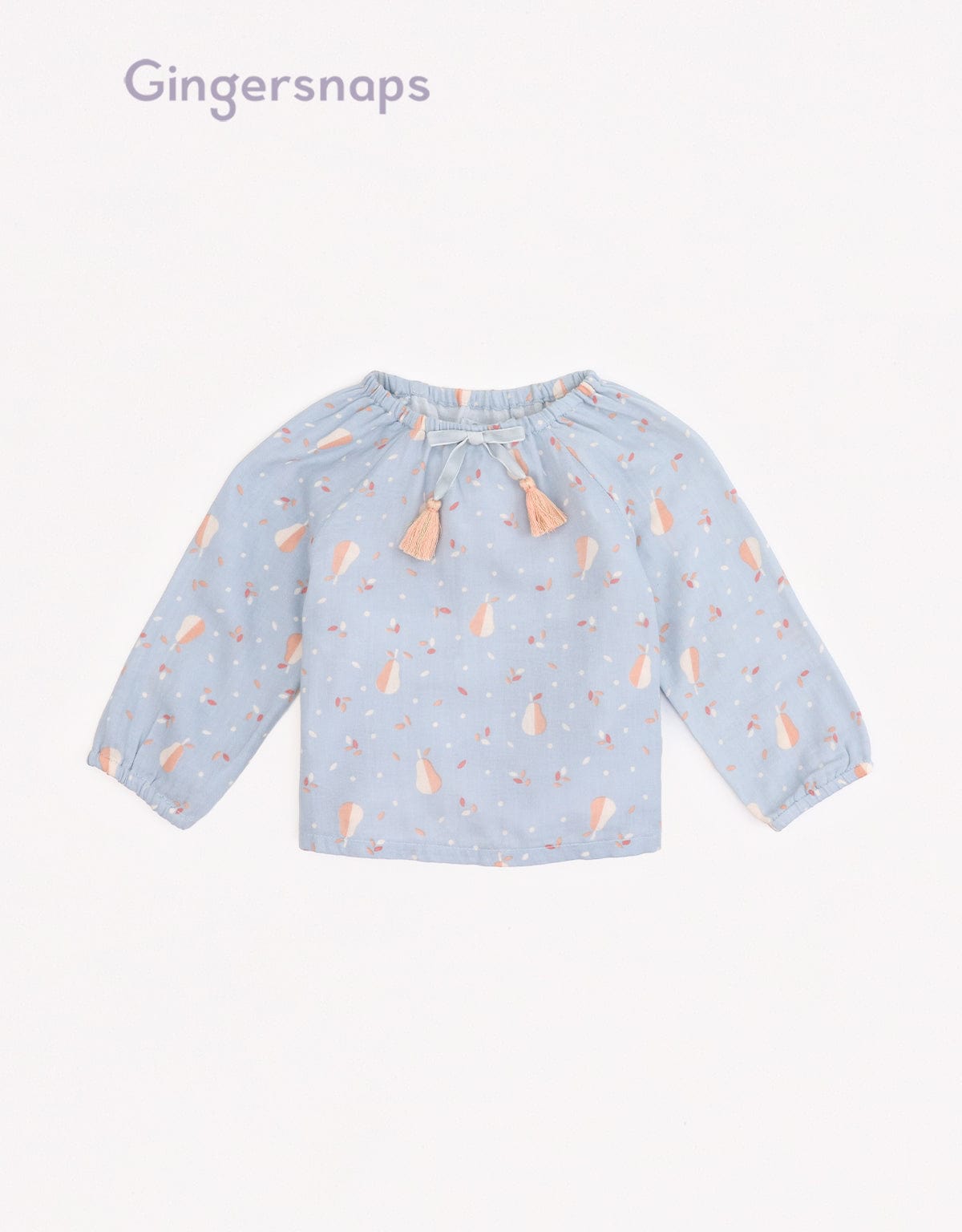 جينجرسنابس بلوزة رضع بناتي منقوشة مزين بفيونكة أزرق فاتح