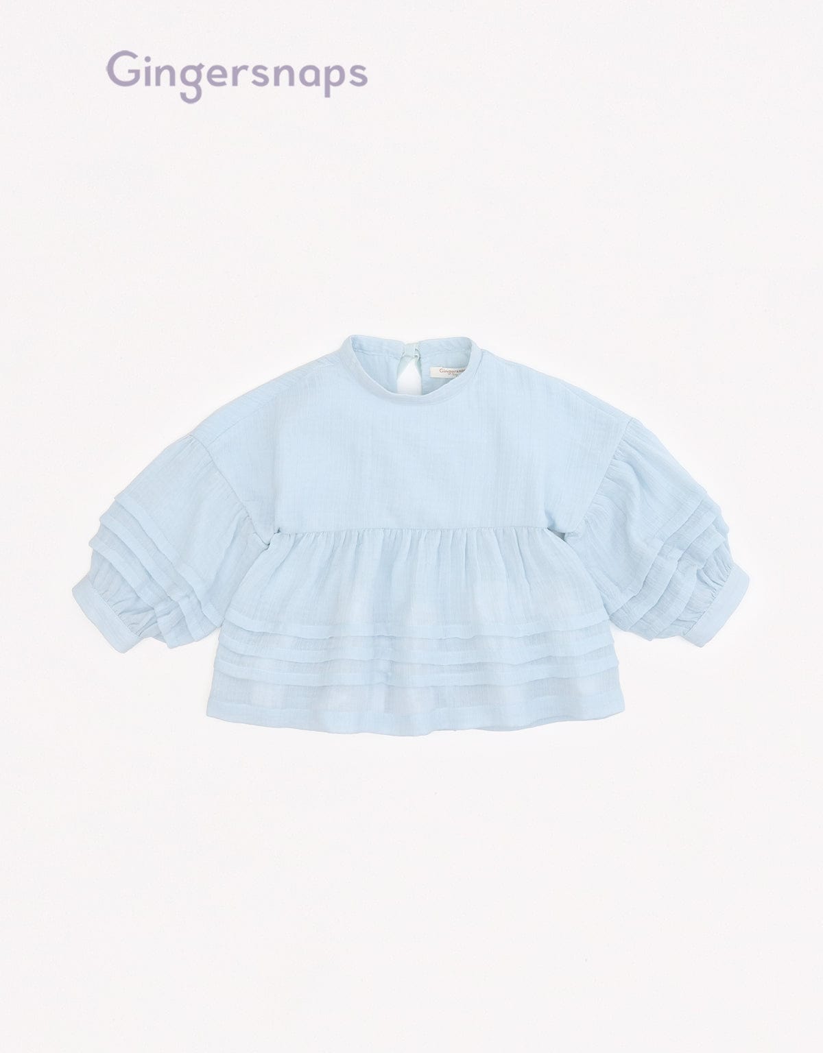 جينجرسنابس بلوزة رضع بناتي بكم منفوخ سادة أزرق فاتح
