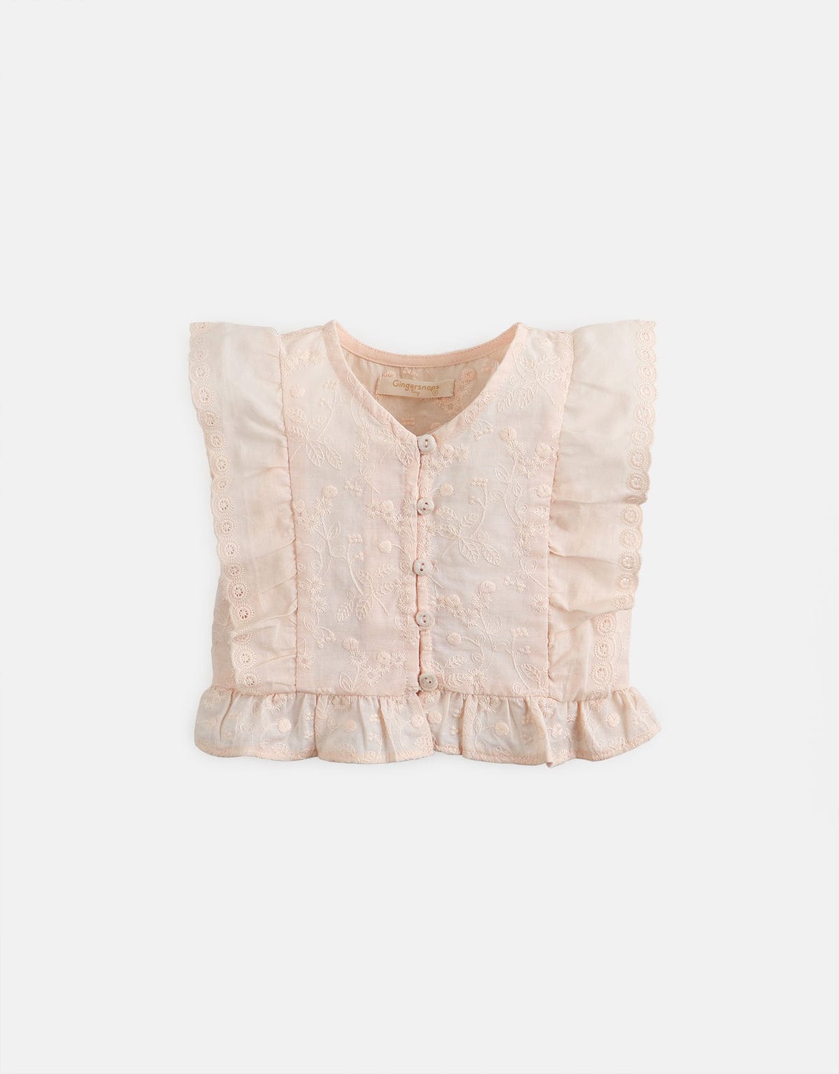 جينجرسنابس بلوزة مخططة بالعرض مع دانتيل على الياقة بناتي رضع أحمر بنفسجي