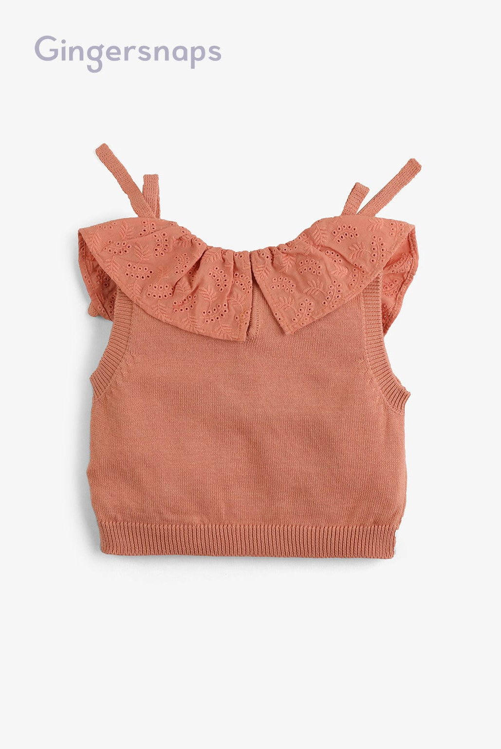 جينجرسنابس بلوزة برقبة مخرمة كت بناتي بني