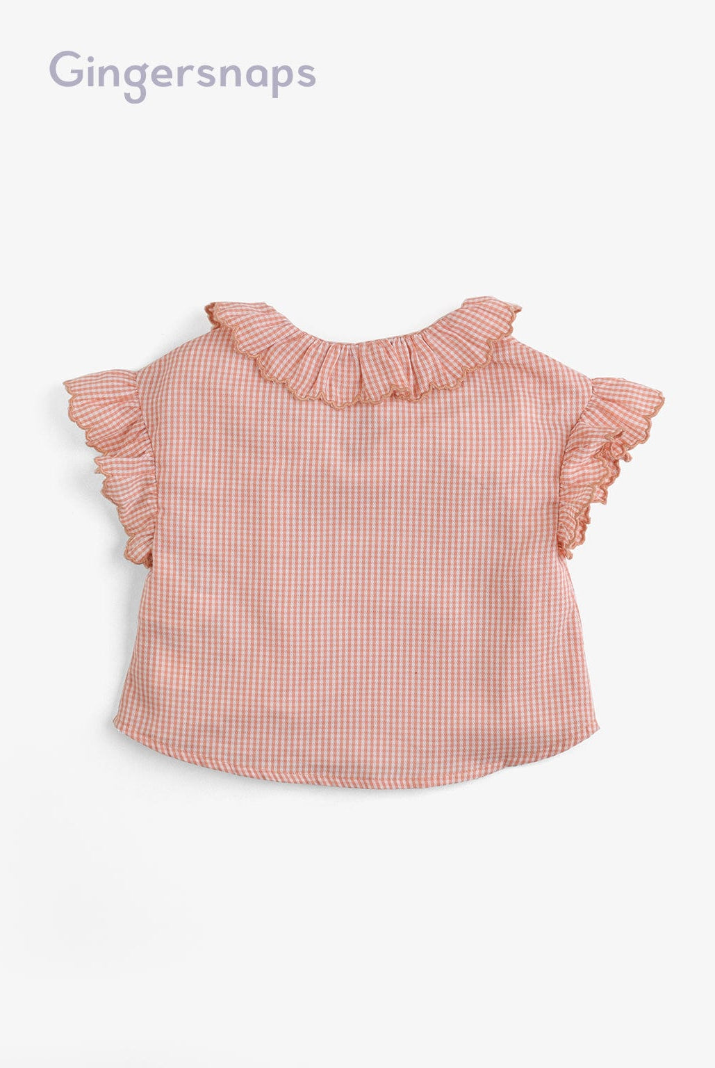 جينجرسنابس بلوزة بناتي مربعات ناعمة كم قصير مكشكش برتقالي