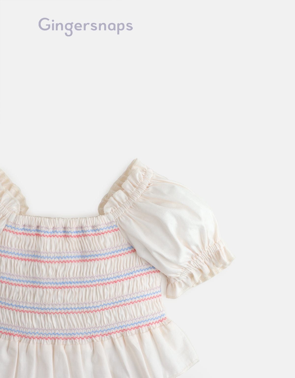 جينجرسنابس بلوزة مخططة بالعرض كم قصير بناتي أبيض