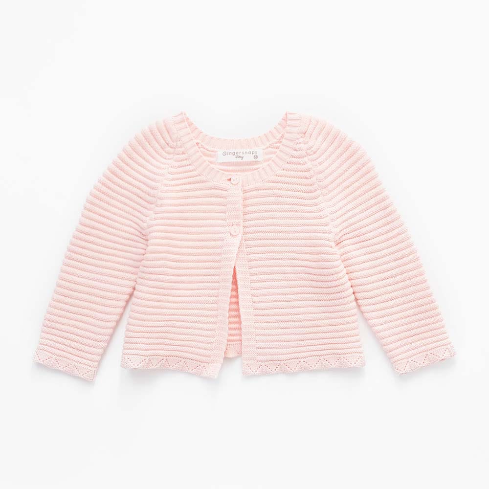 جينجرسنابس بلوزة رضع مضلعة أزرار أمامية كم طويل بناتي وردي شاحب