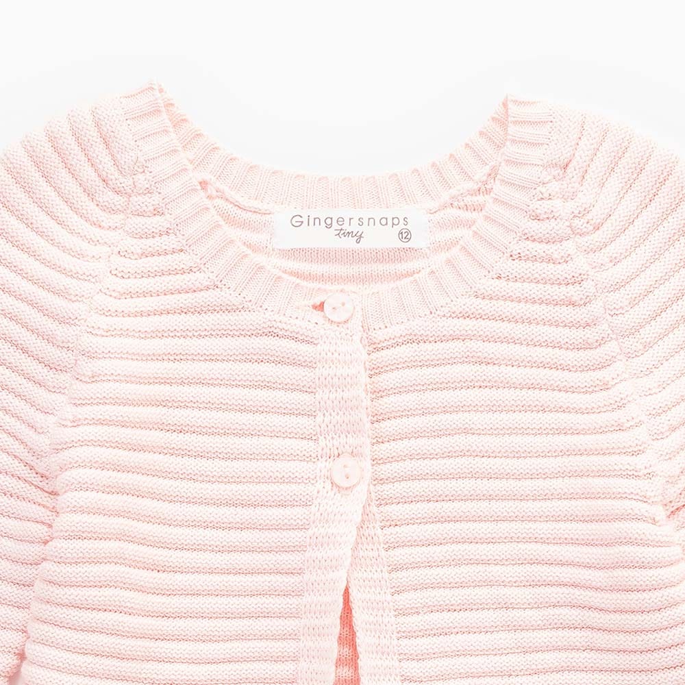 جينجرسنابس بلوزة رضع مضلعة أزرار أمامية كم طويل بناتي وردي شاحب