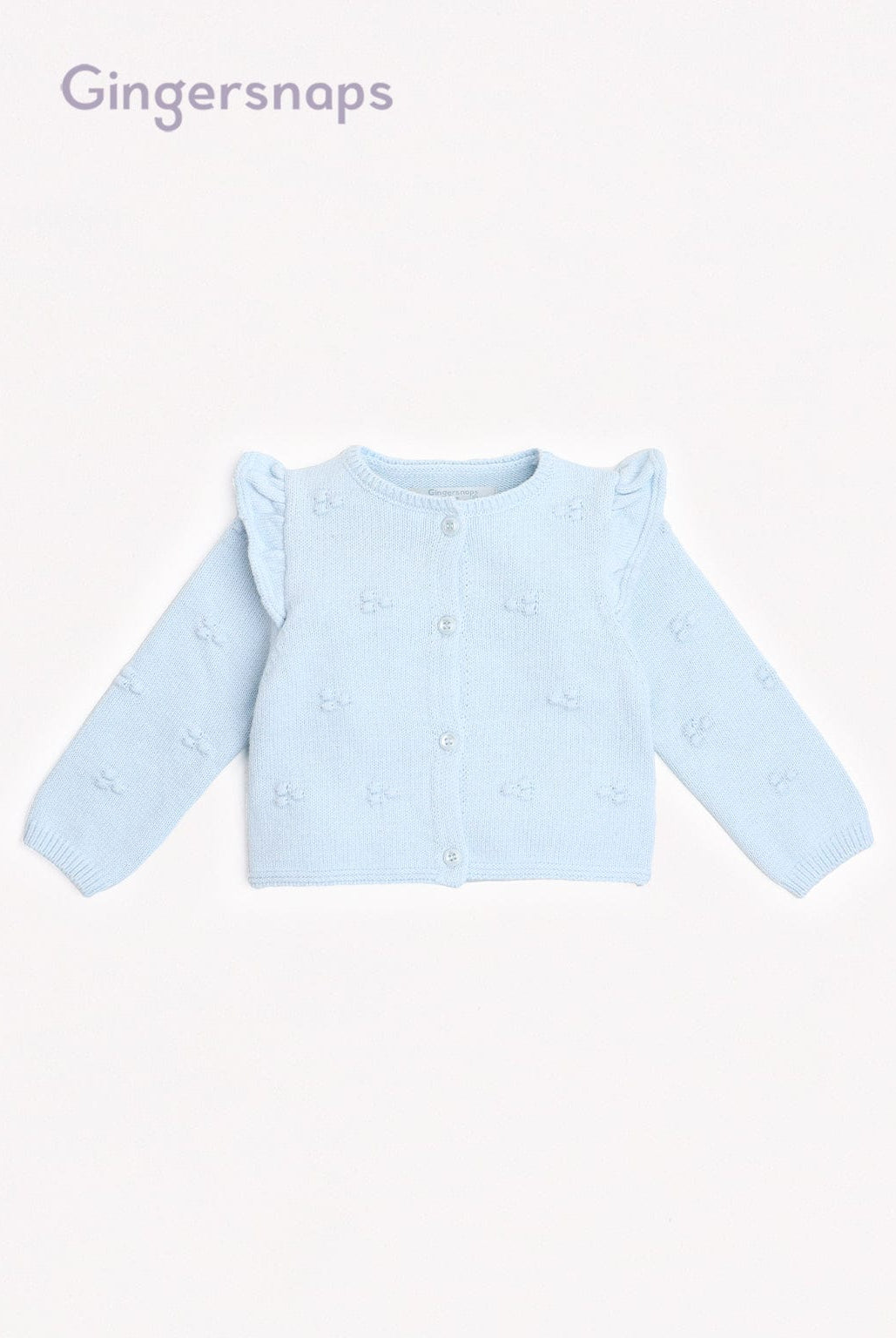 جينجرسنابس بلوزة بناتي سادة مزينة بأزرار أمامية أزرق فاتح