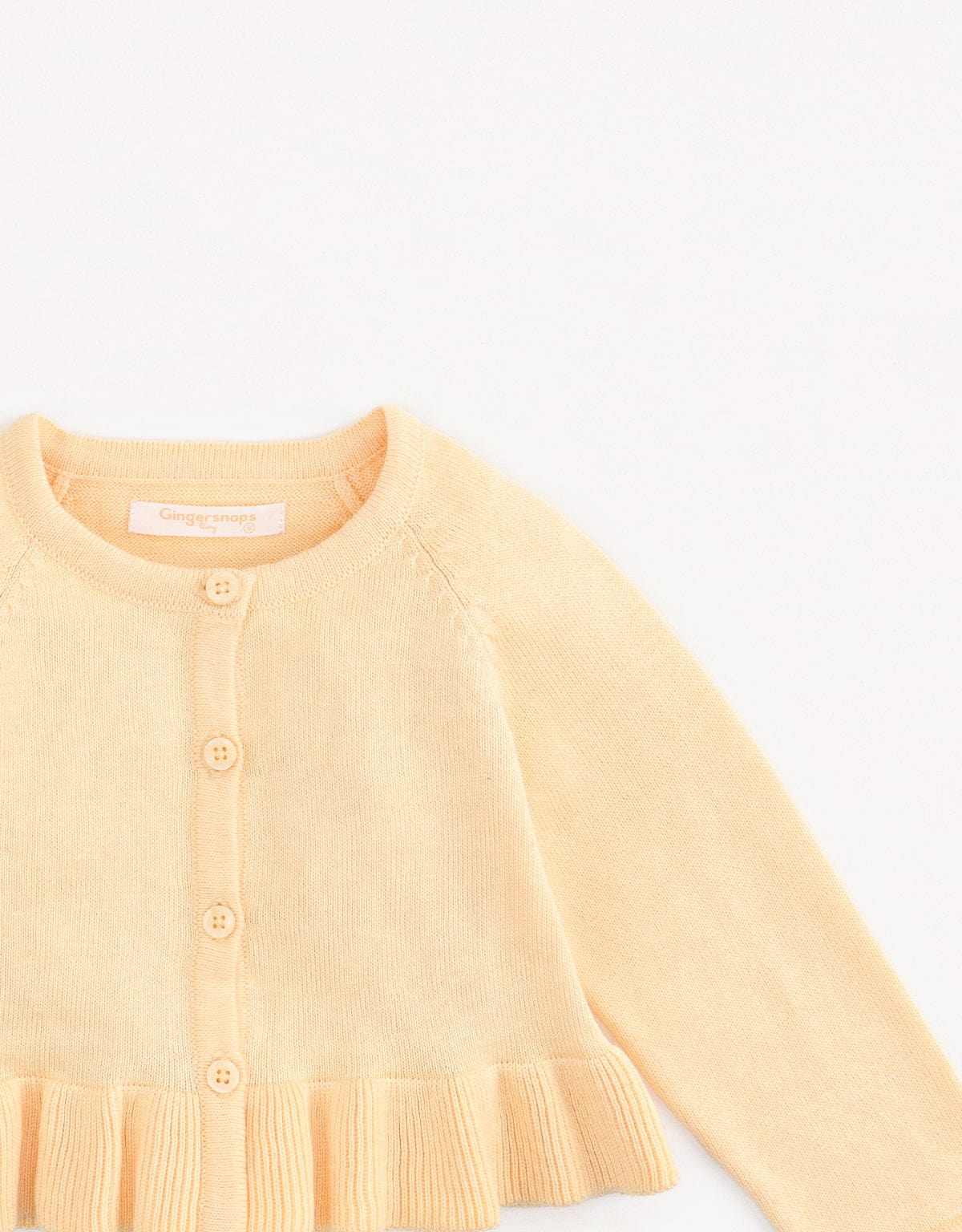 جينجرسنابس بلوزة بأزرار أمامية كم طويل مكشكش من أسفل رضع بناتي أصفر باستل