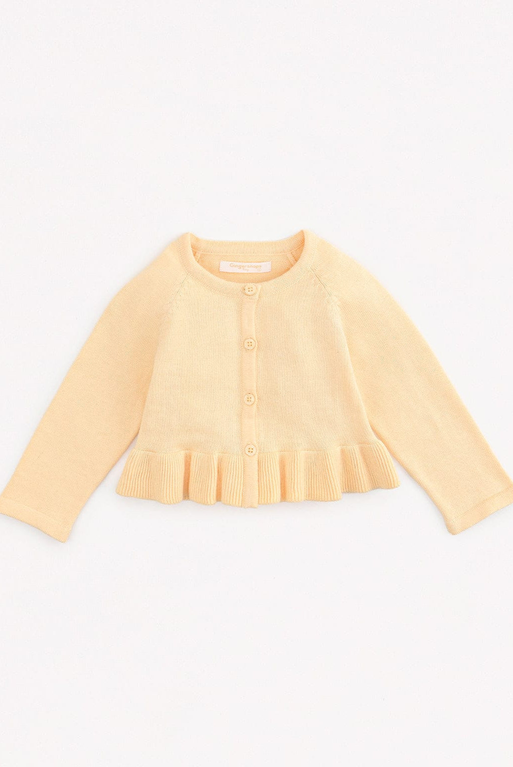 جينجرسنابس بلوزة بأزرار أمامية كم طويل مكشكش من أسفل رضع بناتي أصفر باستل