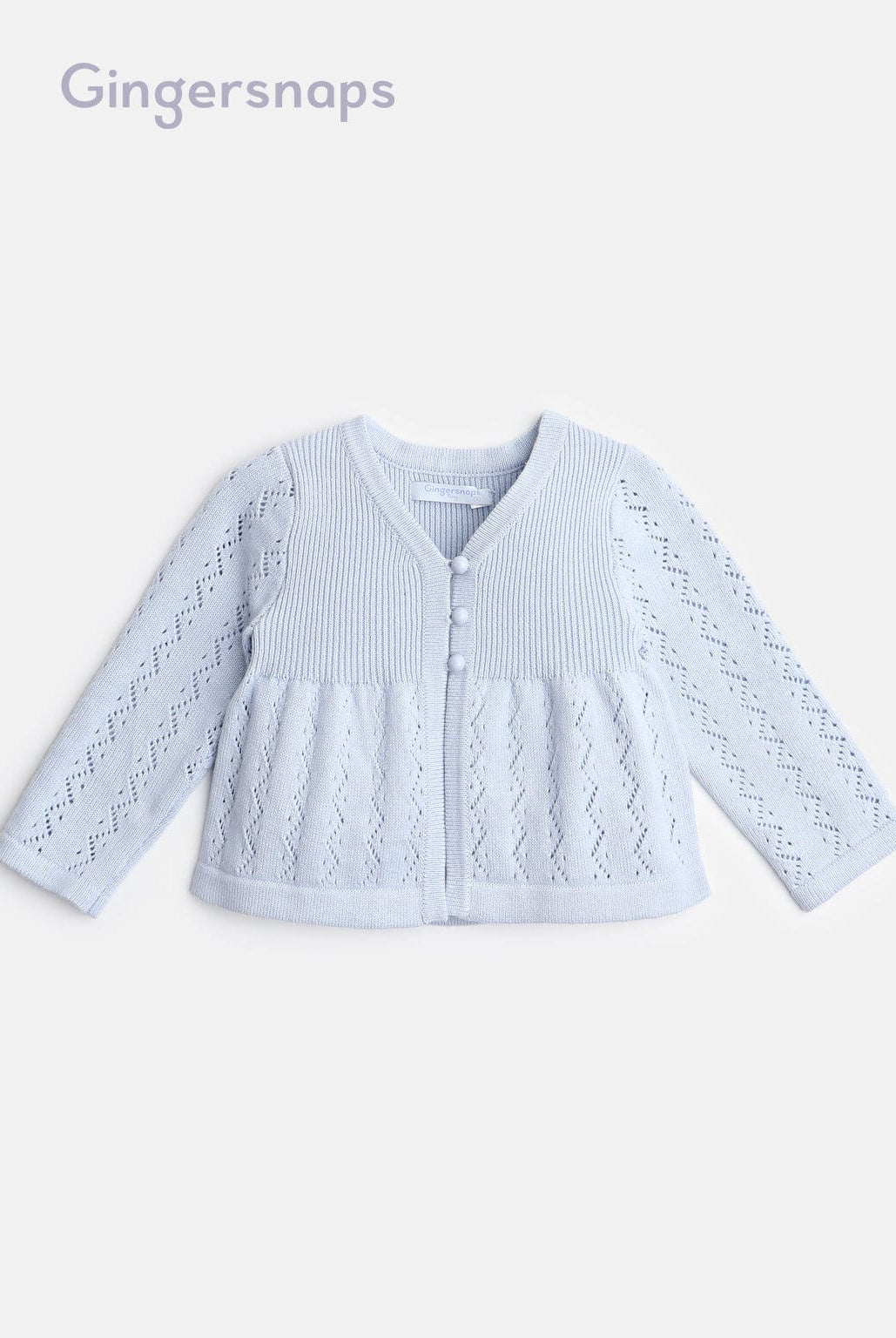 جينجرسنابس بلوزة بأزرار أمامية كم طويل بناتي أزرق