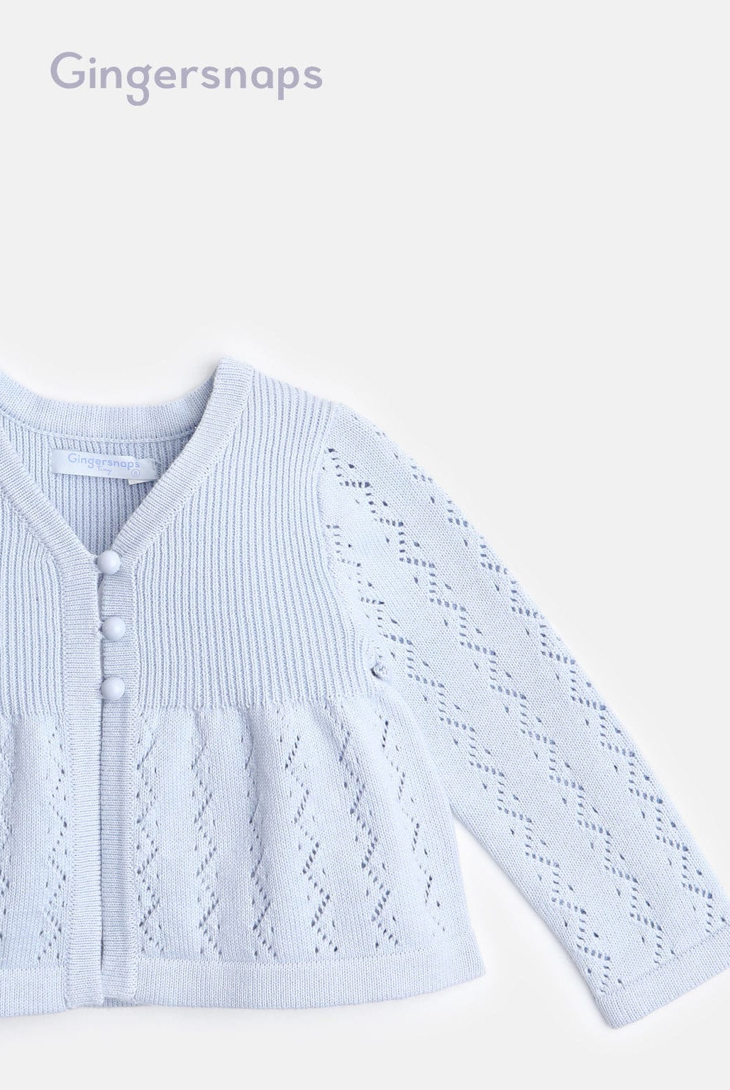 جينجرسنابس بلوزة بأزرار أمامية كم طويل بناتي أزرق