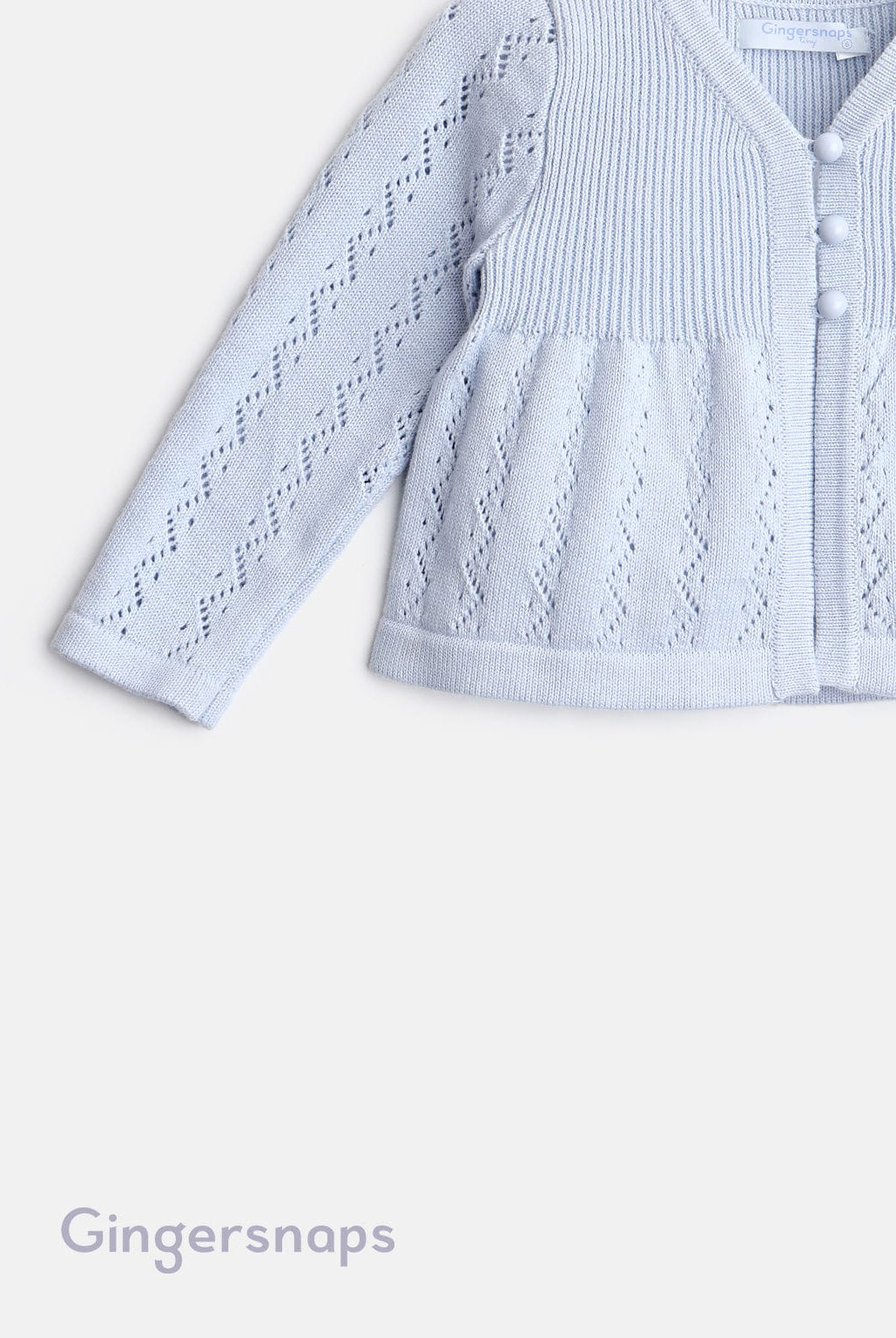 جينجرسنابس بلوزة بأزرار أمامية كم طويل بناتي أزرق