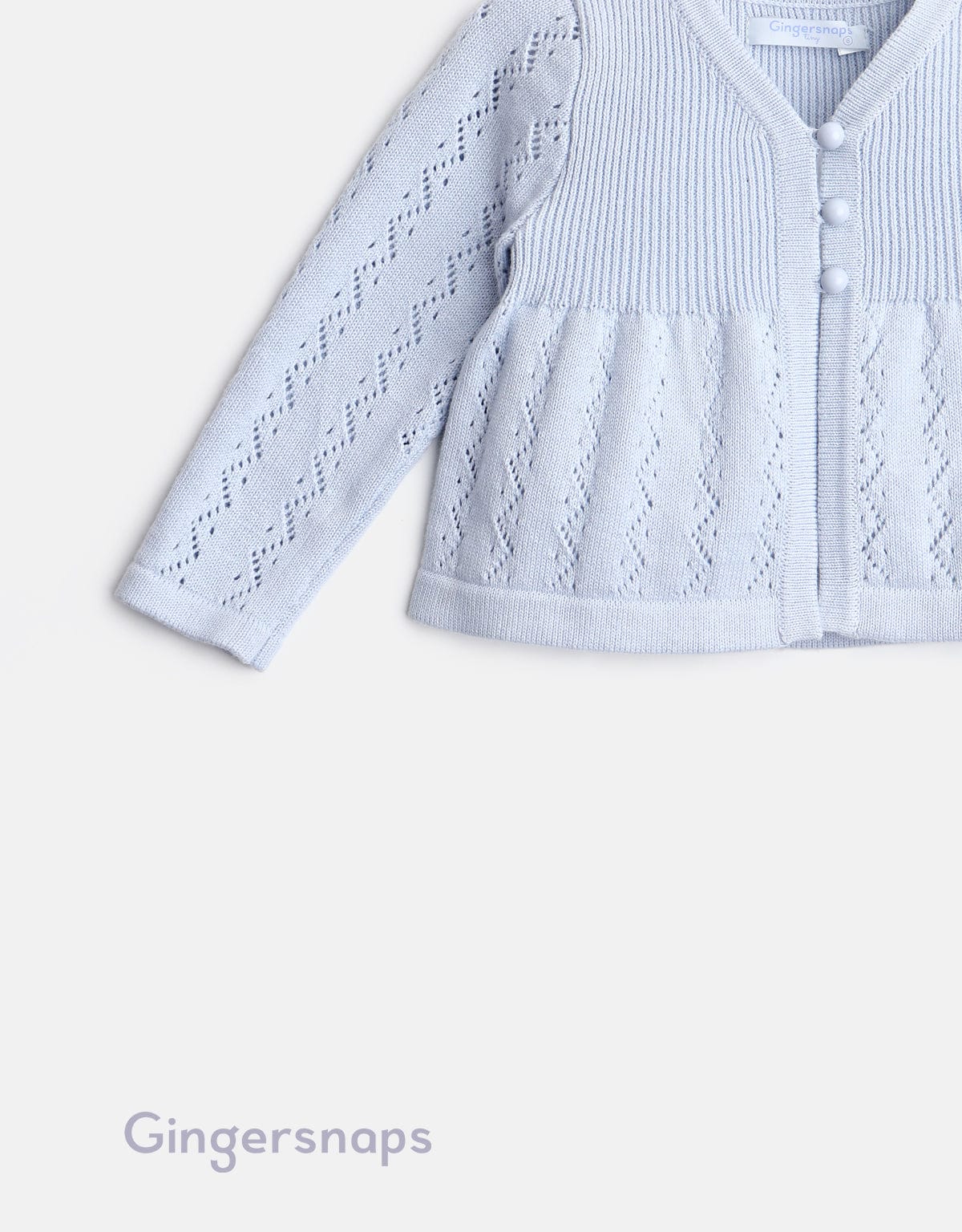 جينجرسنابس بلوزة بأزرار أمامية كم طويل بناتي أزرق