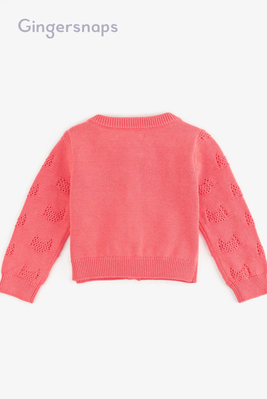 جينجرسنابس بلوزة مخرم كم طويل بأزرار أمامية بناتي أحمر