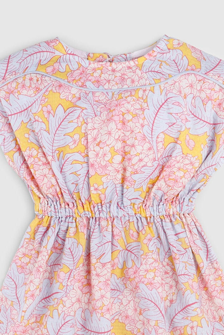 جينجرسنابس فستان منقوش نص كم رضع بناتي متعدد الألوان