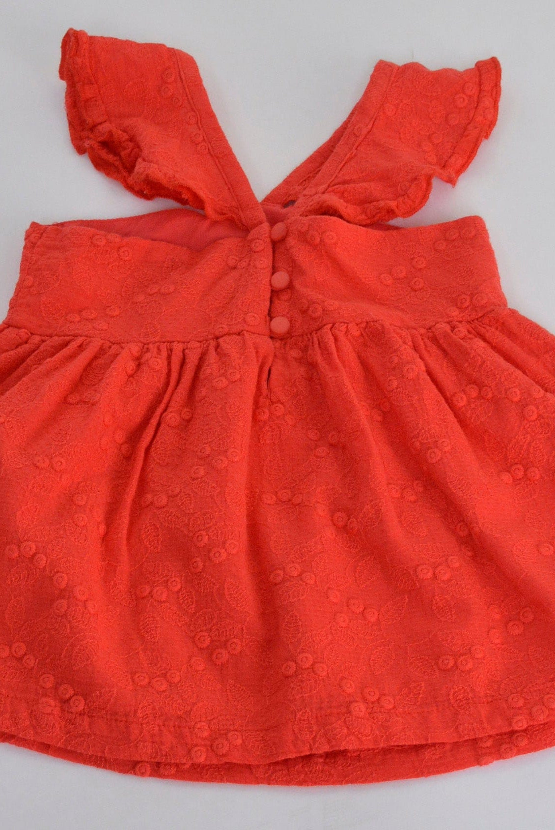 جينجرسنابس فستان رضع بناتي مطرز بفيونكة أحمر