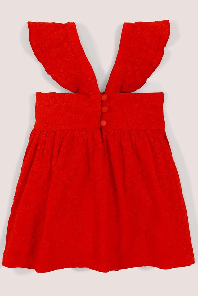 جينجرسنابس فستان رضع بناتي مطرز بفيونكة أحمر