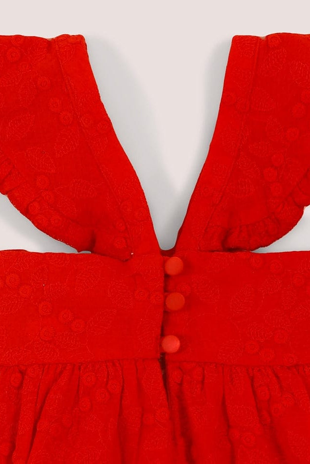 جينجرسنابس فستان رضع بناتي مطرز بفيونكة أحمر