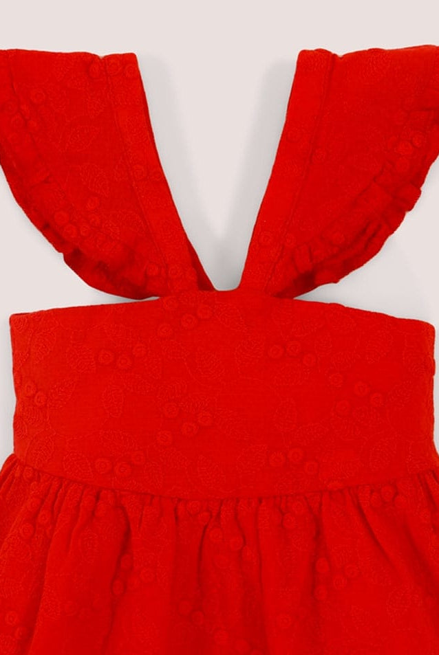 جينجرسنابس فستان رضع بناتي مطرز بفيونكة أحمر