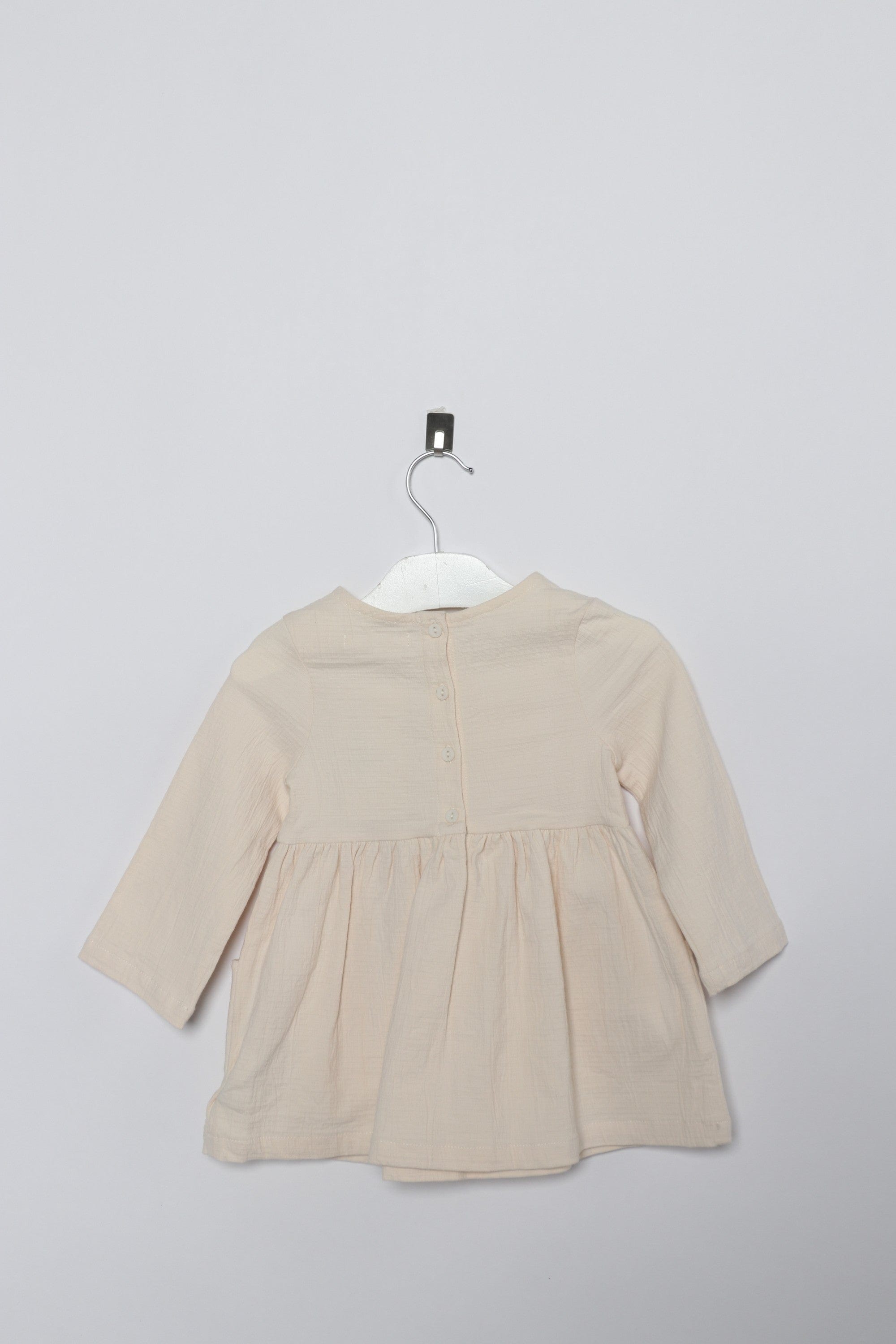 جينجرسنابس فستان رضع بناتي مطرز بجيوب أمامية أخضر رمادي