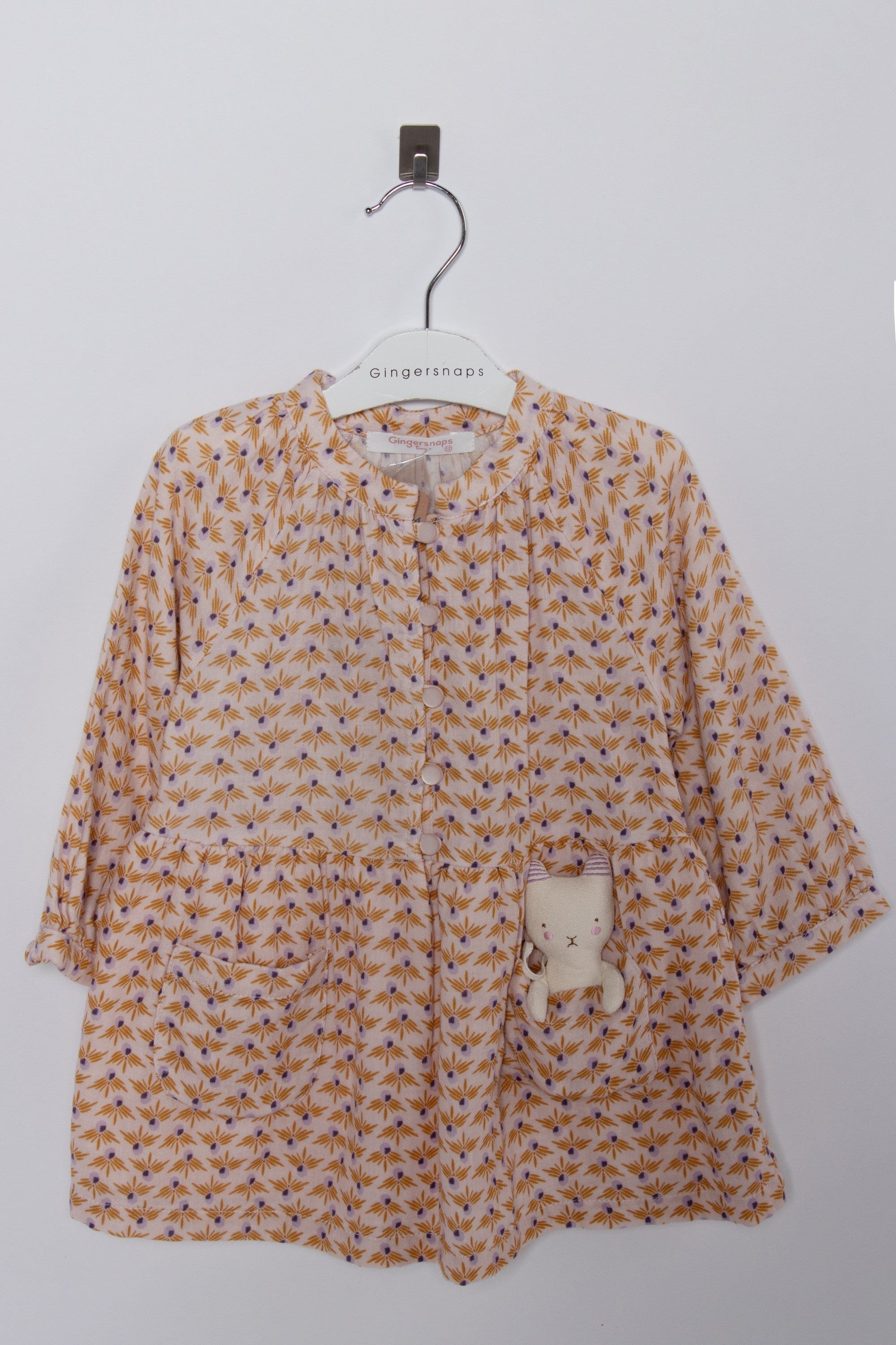 جينجرسنابس فستان بيبي منقوش مزين بدبدوب متعدد الألوان