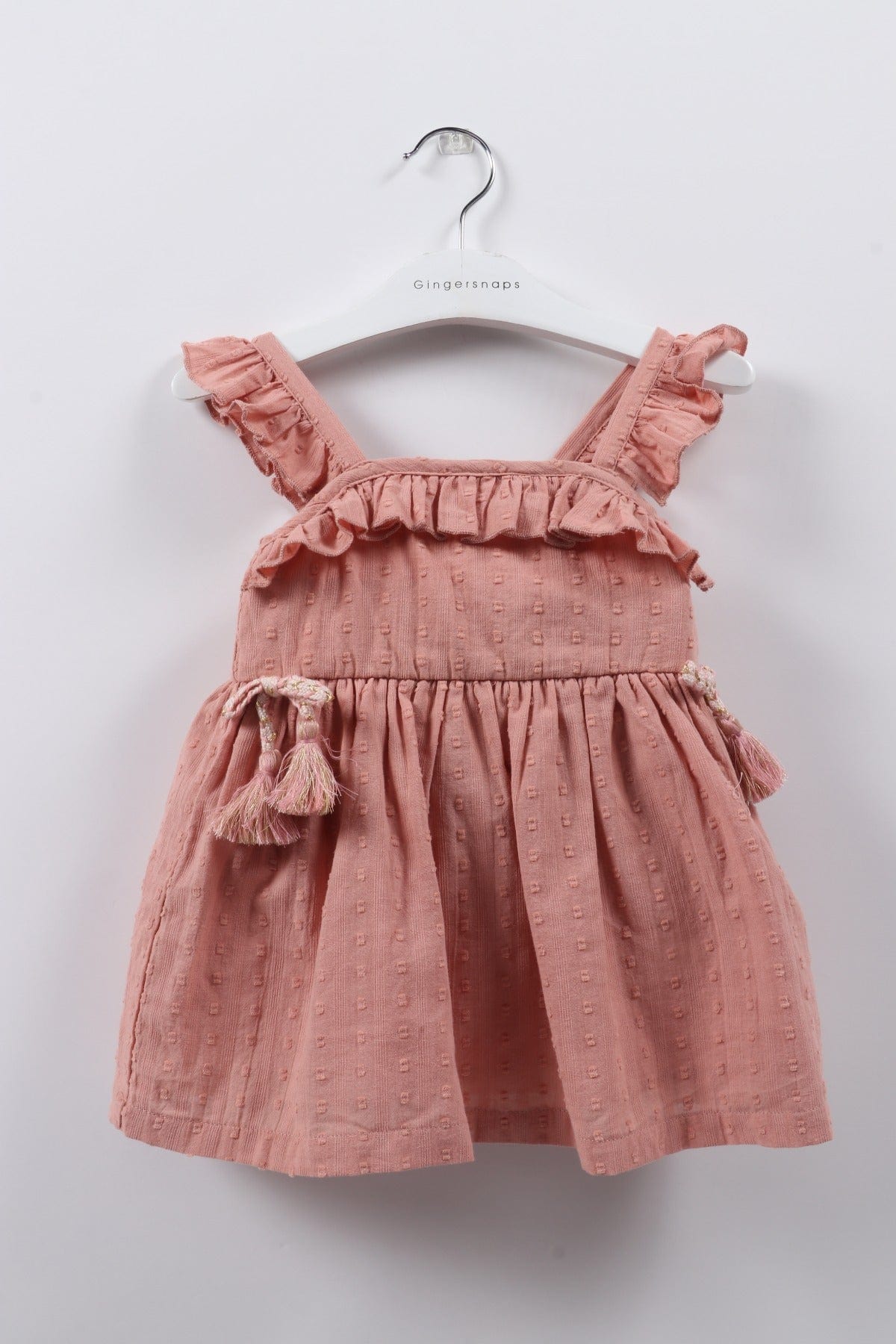 جينجرسنابس فستان مكشكش برباط حمالات رضع بناتي زهري