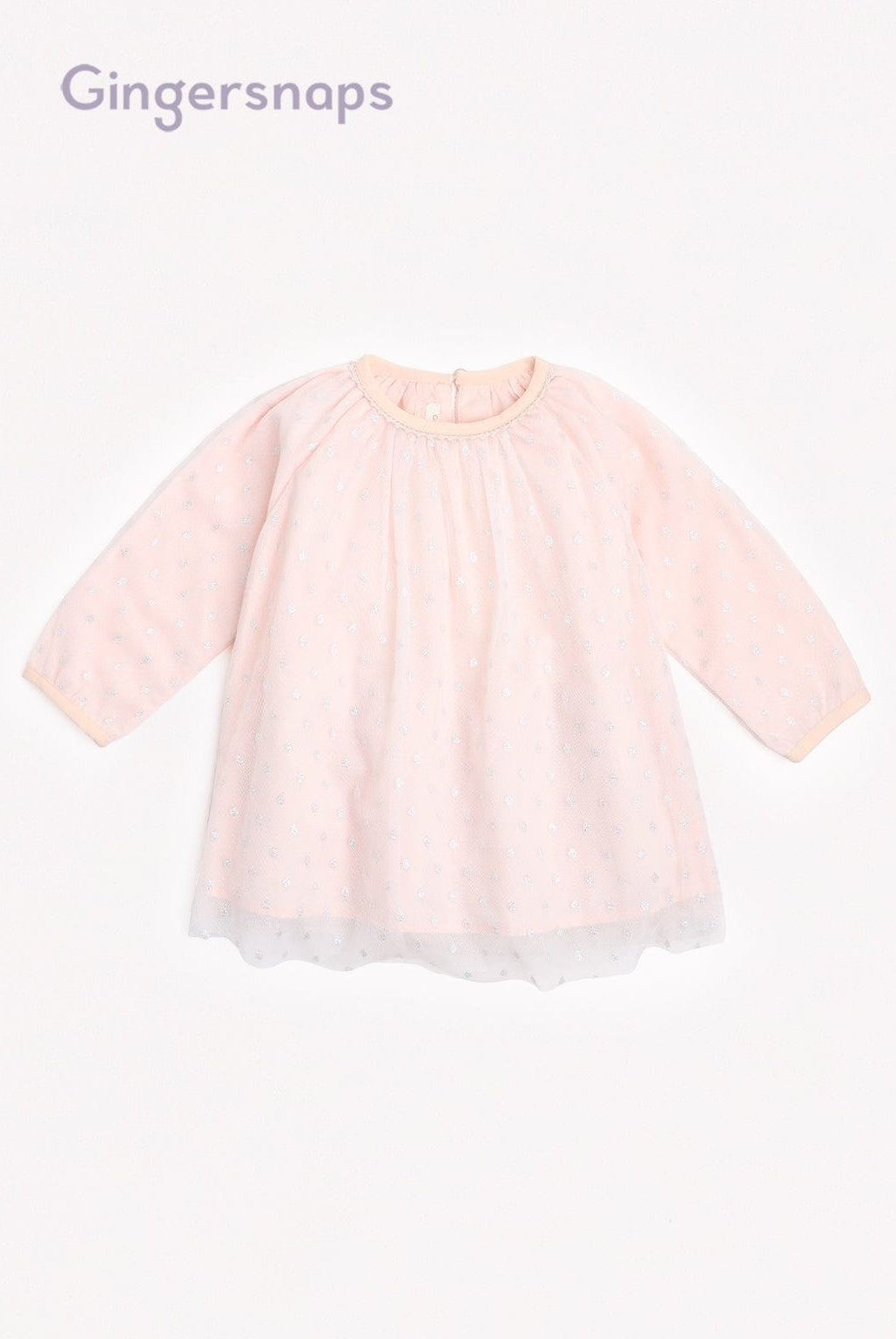 جينجرسنابس فستان اطفال رضع منقوش بياقة دائرية وردي فاتح