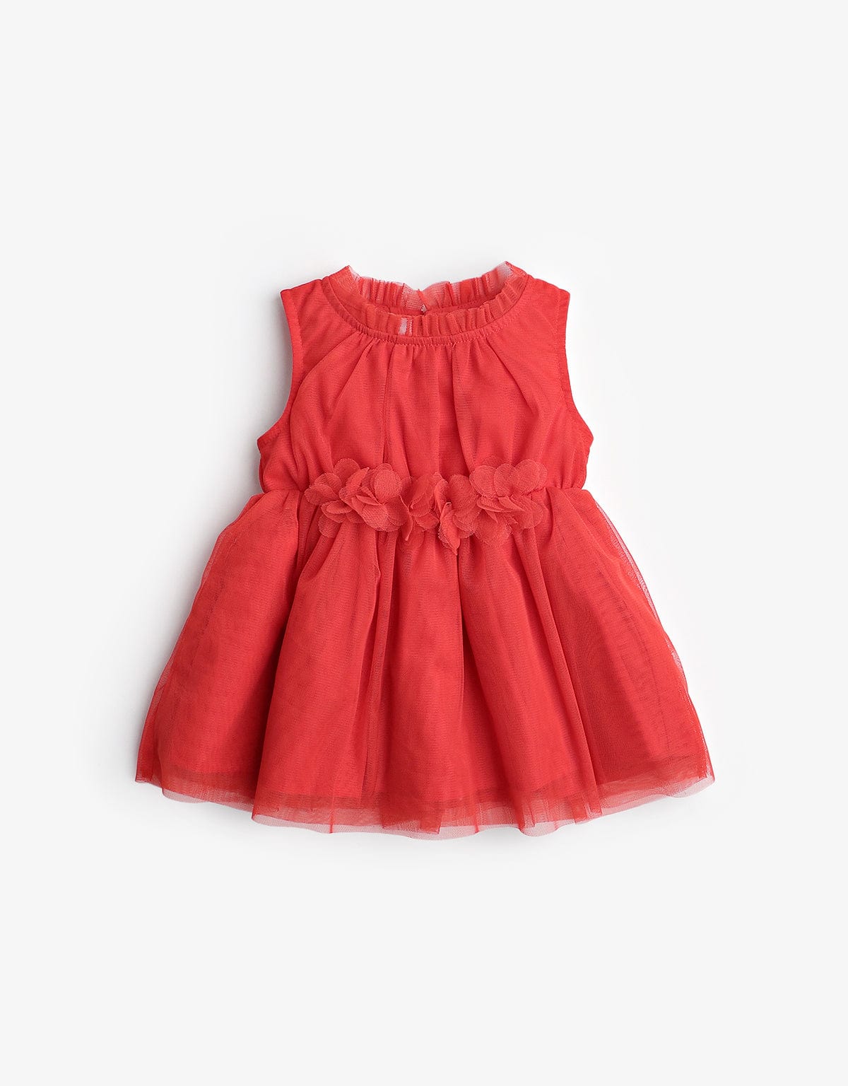 جينجرسنابس فستان بيبي بنات سادة بكرانيش أحمر